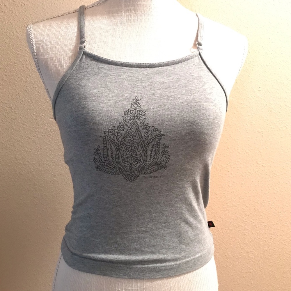 Grey yoga top by joe boxer boho racerback adjustable straps crop top